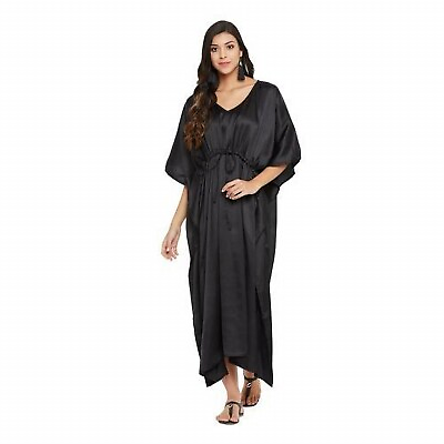 #ad Women Satin Plus Size Kaftan Kimono Loose Caftan Party Gown Boho Maxi Dress $49.50