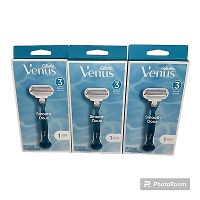 #ad Lot Of 3 Gillette Venus Smooth Skin Women#x27;s Razor Handle with 1 Blade Refill $19.98