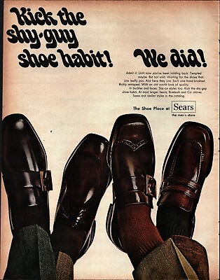 1969 Sears Shoes Ad Kick The Shy Guy Habit nostalgic c7 $21.69