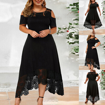 #ad #ad Women Plus Size Dress Ladies Summer Beach Lace Long Maxi Dress Sundress US 20 28 $30.09