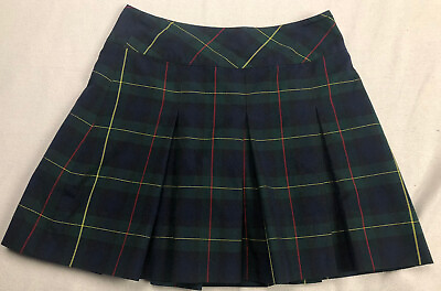 #ad Parker Green Striped Plaid Short Skirt Women’s Size 9 School Scholar Zip $28.99