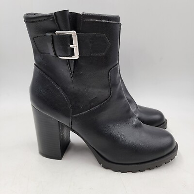 #ad Ana Ronnie Platform Buckle Zip Womens Boots Size 8 Black $20.37