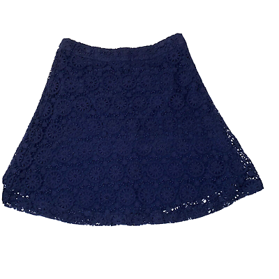 #ad Solitaire Skirt Womens Small Crochet Lace Navy Blue $8.79
