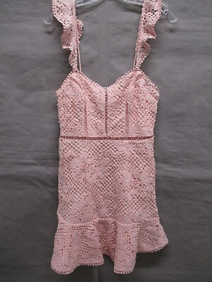 #ad Here Comes The Sun Dress Womens Medium Pink Lace Over Sundress Flowy Sleeveless $33.71
