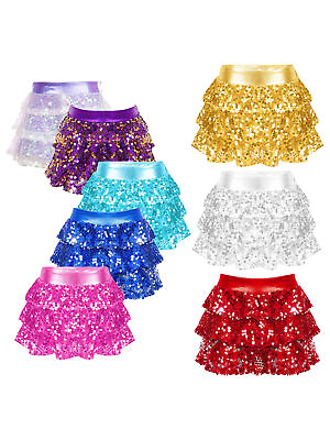 #ad US Kids Girls Sequins Tutu Mini Skirt Latin Jazz Dance Dress Gymnastics Costume $10.22