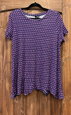 #ad #ad New Directions Women Large Shirt Blouse Top Tunic Boho Peasant Flowy Short Sleev $8.00