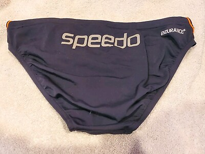 #ad SPEEDO Australia 5cm sides Mens Swim Brief Sz32 NEW REAR LOGO Orange Black $29.99