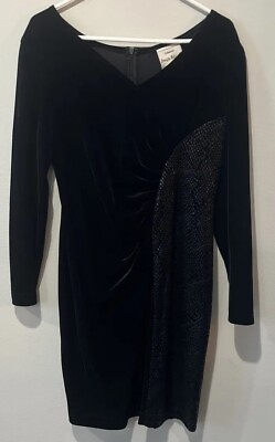 #ad Vintage Joseph Ribkoff Creations Black Velvet Evening Dress Size 10 Faux Snake $35.55