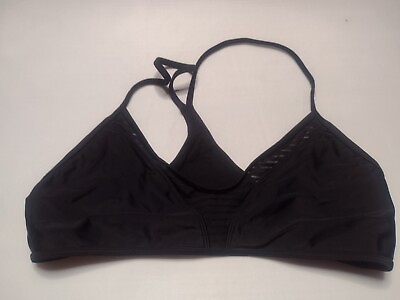#ad Women#x27;s Bikini Top Medium Black Strappy Wireless Swim Swimsuit Swimwear B $9.97