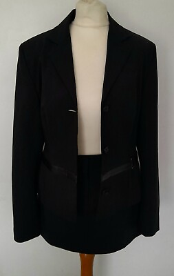 #ad KAREN MILLEN Mini Skirt Suit BLACK Smart Size 10 GBP 64.99