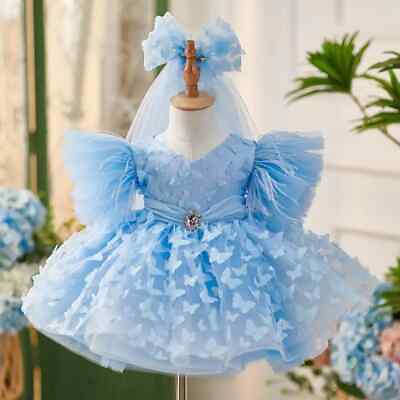 #ad Children#x27;s Princess Appliques Dress Wedding Birthday Baptism Party Girls Dress $72.53