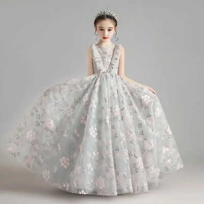 #ad Elegant Girls Evening Dress Birthday Party Long Dresses Princess Ball Gown $83.12