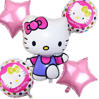 #ad HELLO KITTY Birthday Pink Balloon Set Birthday Party Decorations Girl Gift $11.95