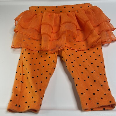 #ad Carters Tutu skirted Leggings Girls Size 3 Months Orange polka dot pull on $2.49