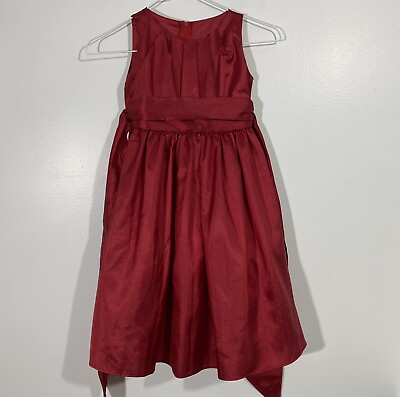 #ad Sweet Kids USA Party Dress Girl#x27;s Size 6 7 Red with Sash and Slip Dressy $7.65