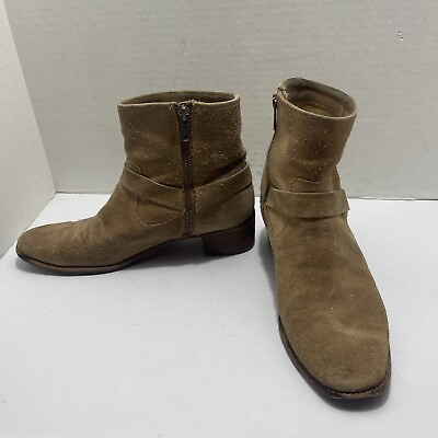 #ad FRYE Women#x27;s Dara Chestnut Suede Leather Harness Zip Ankle Boots Size 8B $31.99