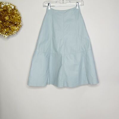 #ad Warehouse Womens A Line Skirt Light Blue Lined Back Zipper Leather $44.99