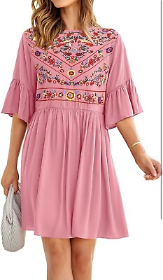 #ad #ad summer boho floral embroidered dress $12.00