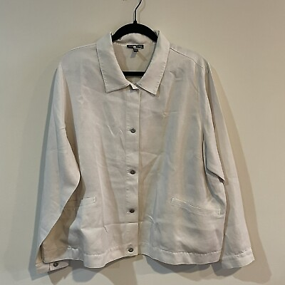#ad #ad Eileen Fisher Beige Linen Tencel Blend Jacket size 1X $70.00