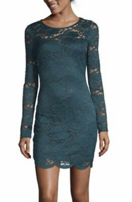 #ad Juniors Lace Bodycon Dress Long Holiday Dress Special Occasion Party $37.79