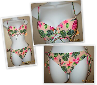 #ad Xhilaration Island Tropical lace up push up bikini TOPS OR Strappy Cheeky BOTTOM $10.26