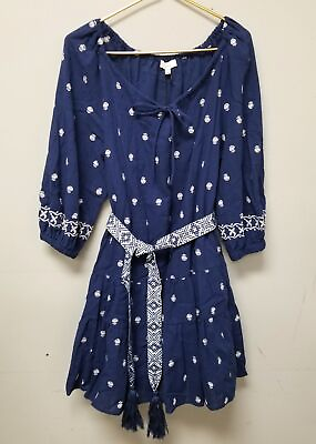 #ad #ad NWT Dillard#x27;s a loves a Cotton Embroidered Tiered Balloon Sleeve Dress Size XL $22.40