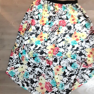 #ad Feminine summer floral skirt hi low feminine fully lined elastic waist 34quot; waist $10.00