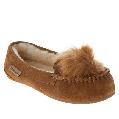 #ad BEARPAW® Erika Suede Sheepskin Cozy Moccasin NEW Women#x27;s Size 8 Hickory Color $15.00