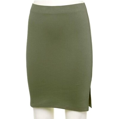 #ad SO Junior#x27;s OLIVE Bodycon Side Slit Mini Skirt NWT in Plastic M $15.00