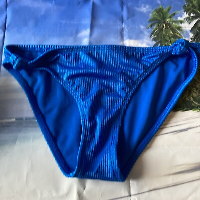 #ad H11 Xhilaration Ribbed Cheeky Bikini Bottoms Blue Shiny cheeky swim Medium $12.99