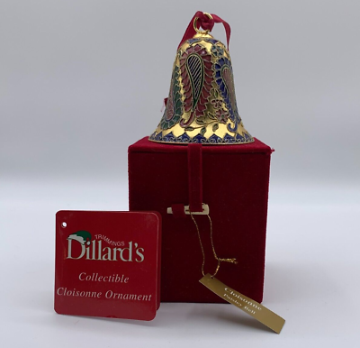#ad Dillard#x27;s Cloisonne Enamel Paisley Bell Christmas Ornament with Box $21.59