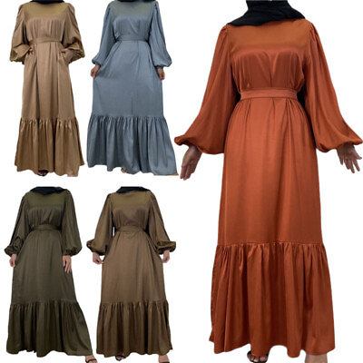 Dubai Women Muslim Maxi Dress Kaftan Vintage Abaya Long Robes Cocktail Dresses $44.75