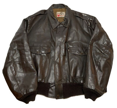 #ad Vintage Original Leather Shop Sears Leather Bomber Jacket Size 50 K5 $85.00