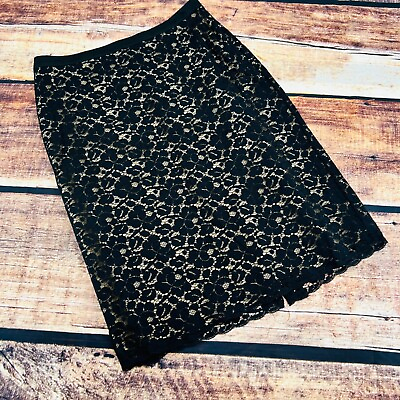 #ad The Limited Knee Length Lace Pencil Skirt Women#x27;s Size XS Black Lined Stretch $22.24