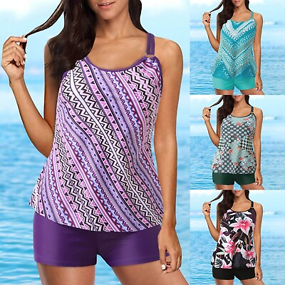 #ad #ad Bathing Suits For Women Tankini Set 2 Piece Loose Fit Stretch Swimming Sailing $24.88