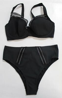 Ann Summers Womens The Sunseeker High Waisted Bikini Set DG4 Black Size US:8 34I $14.00