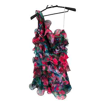#ad Marchesa Notte dress Ruffle Tiered one shoulder cocktail size 16 $299.99