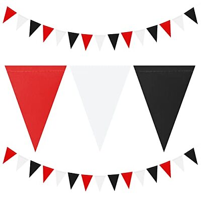 #ad White Red and Black Party Decorations 2Pack Triangle Paper Pennant Banner F... $17.93