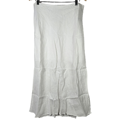 #ad J. Crew Gwyneth slip skirt in linen L White NWT $75.00