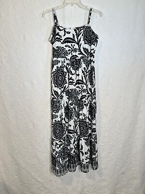 #ad Maxi Dress MEDIUM Black amp; White Floral NWOT $25.00