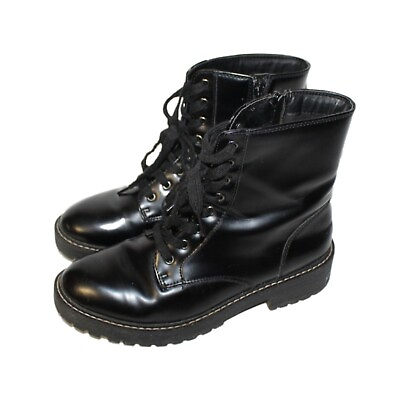 #ad Women#x27;s Faux Leather Combat Boots 8.5M $19.00
