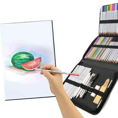 #ad 71 pcs Professional Drawing Artist Kit Set Pencils and Sketch Charcoal Art amp; Bag $24.95