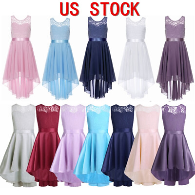 #ad US Girls Chiffon Dresses Wedding Party Bridesmaid Dresses Lace Floral Maxi Dress $17.80