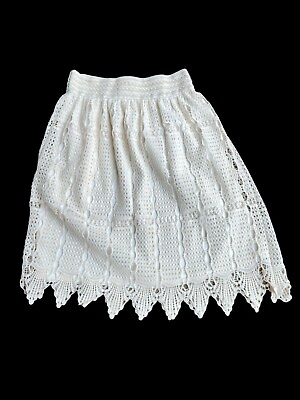 #ad J Gee Skirt Crochet Women Sz L Beige pullon BOHO COTTAGECORE $21.20