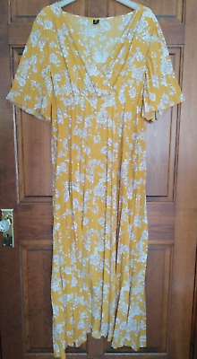 #ad #ad Shein Floral Maxi Dress Plus Size 3XL Mustard Yellow READ $14.99