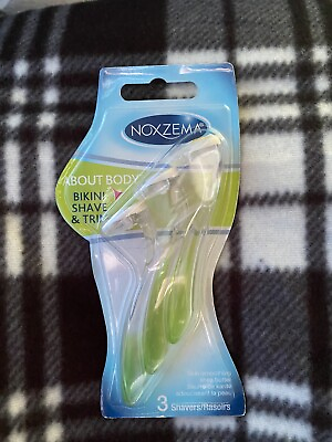 #ad Noxzema Bikini Shave amp; Trim Razors 3 Pack Green NEW In Box Discontinued $17.00