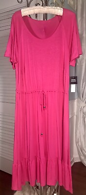 #ad NEW Plus Size 1X Pink Dress Long Maxi Peasant $19.95