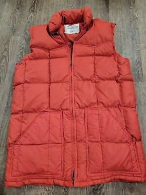 #ad Sears Western Puffer Vest Men#x27;s Medium Tall Down amp; Feather Outer Wear Zip Front $19.99