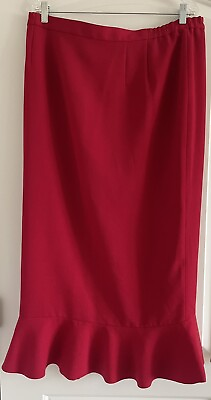 #ad LISA RENE Women’s Red 100% Polyester w Acetate Lining Pencil Skirt Plus Size 16 $35.99