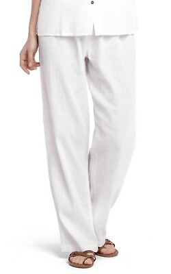 White by Nature Women#x27;s 100% Cotton Gauze Beach amp; Pajama Pants White Size L NWT $34.99